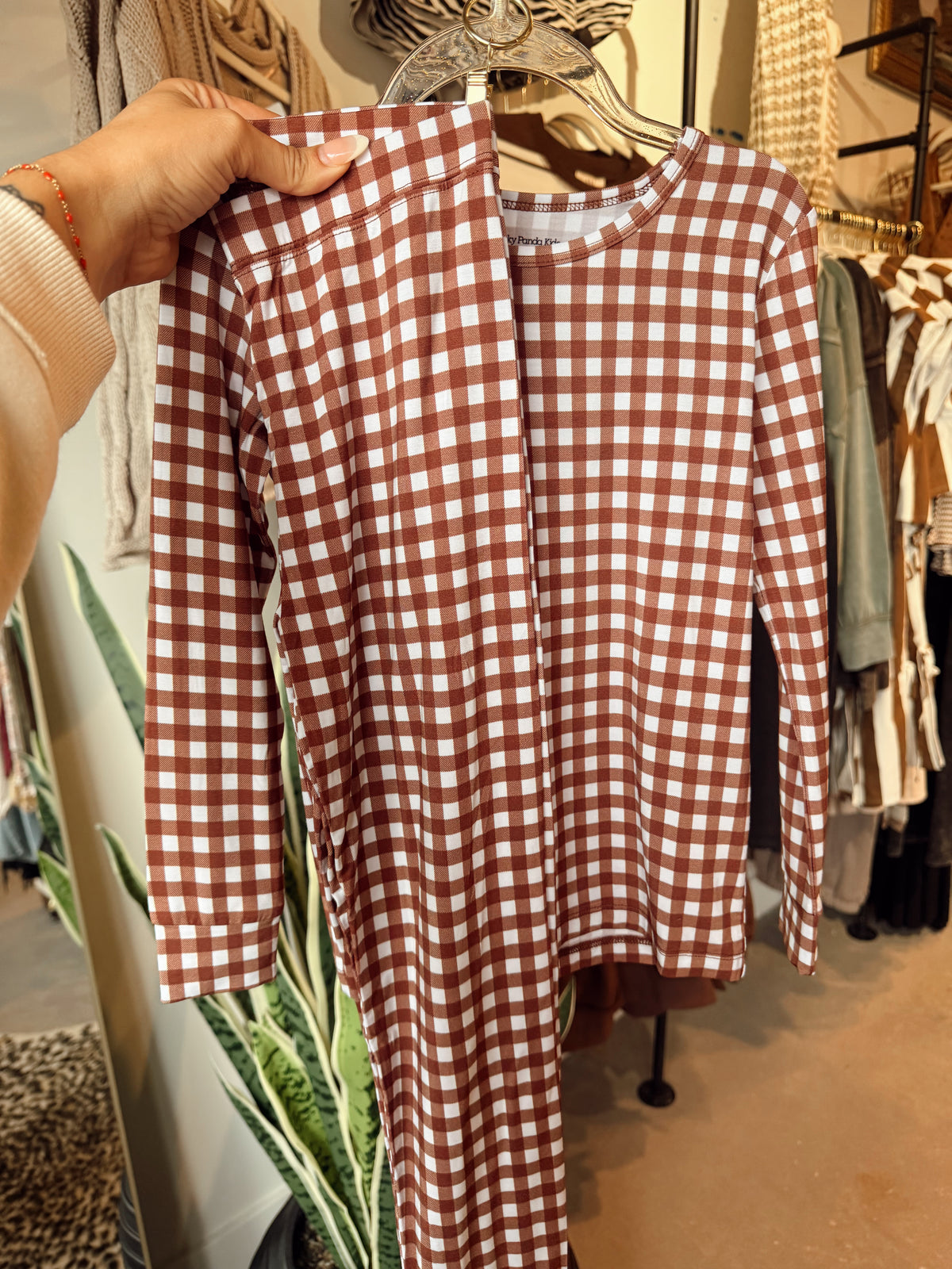 Bamboo Chocolate Gingham Set