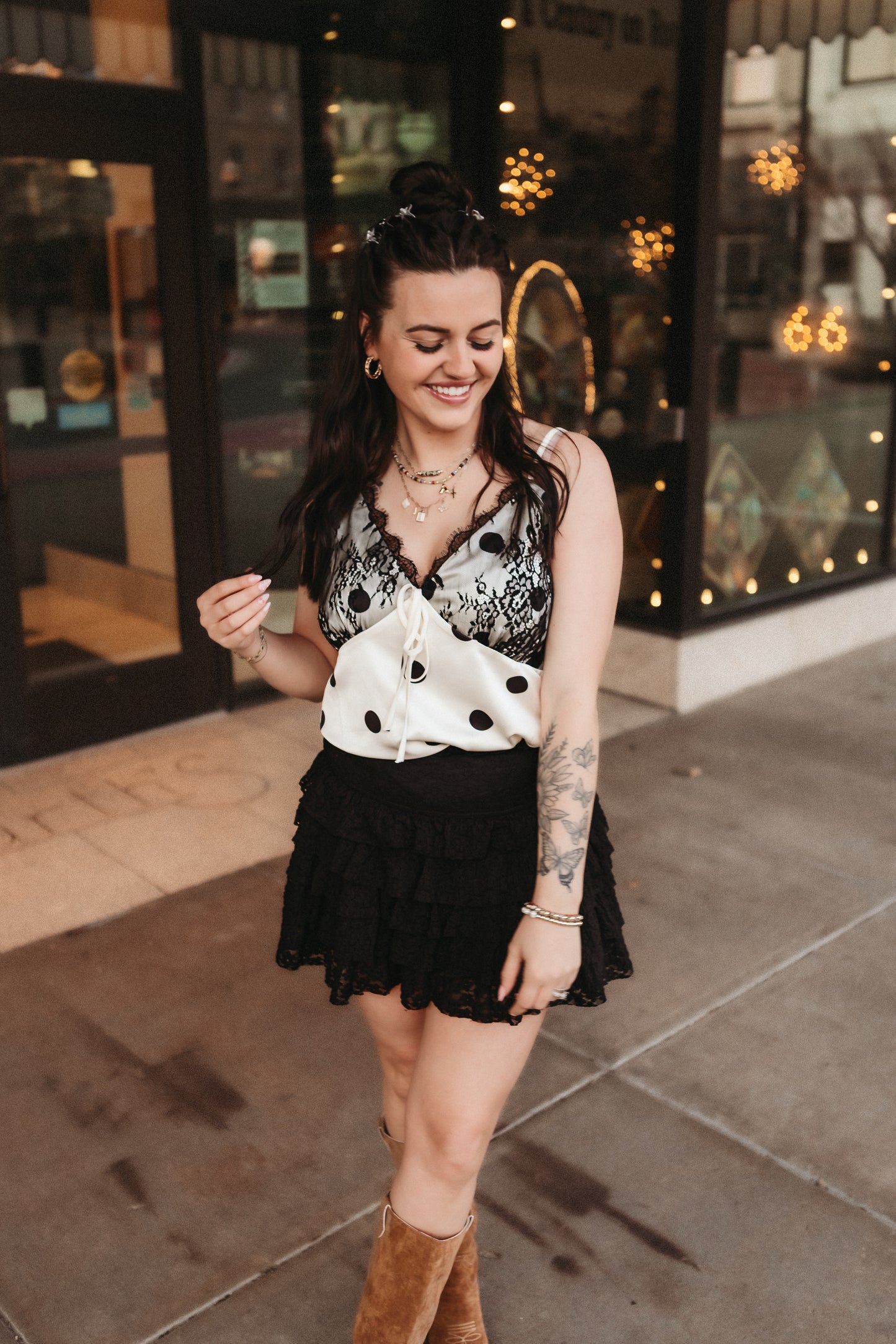 Lace Ruffle Skirt (Black)