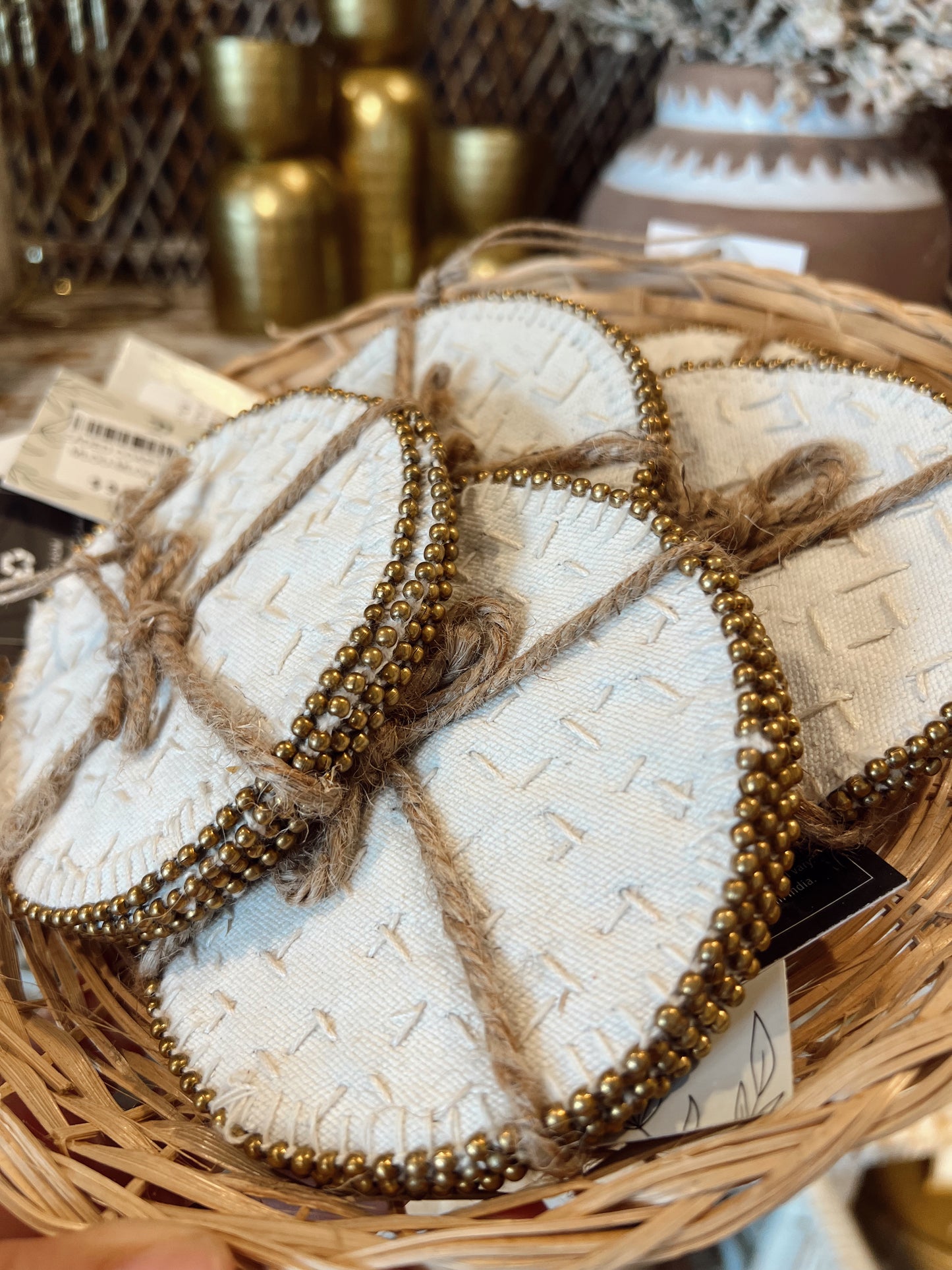 Gold Beaded Coasters