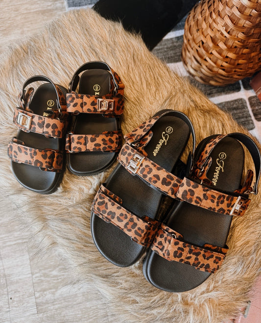 Kids Leopard Strap Sandals