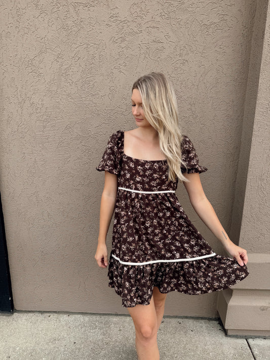 Mocha Floral Dress