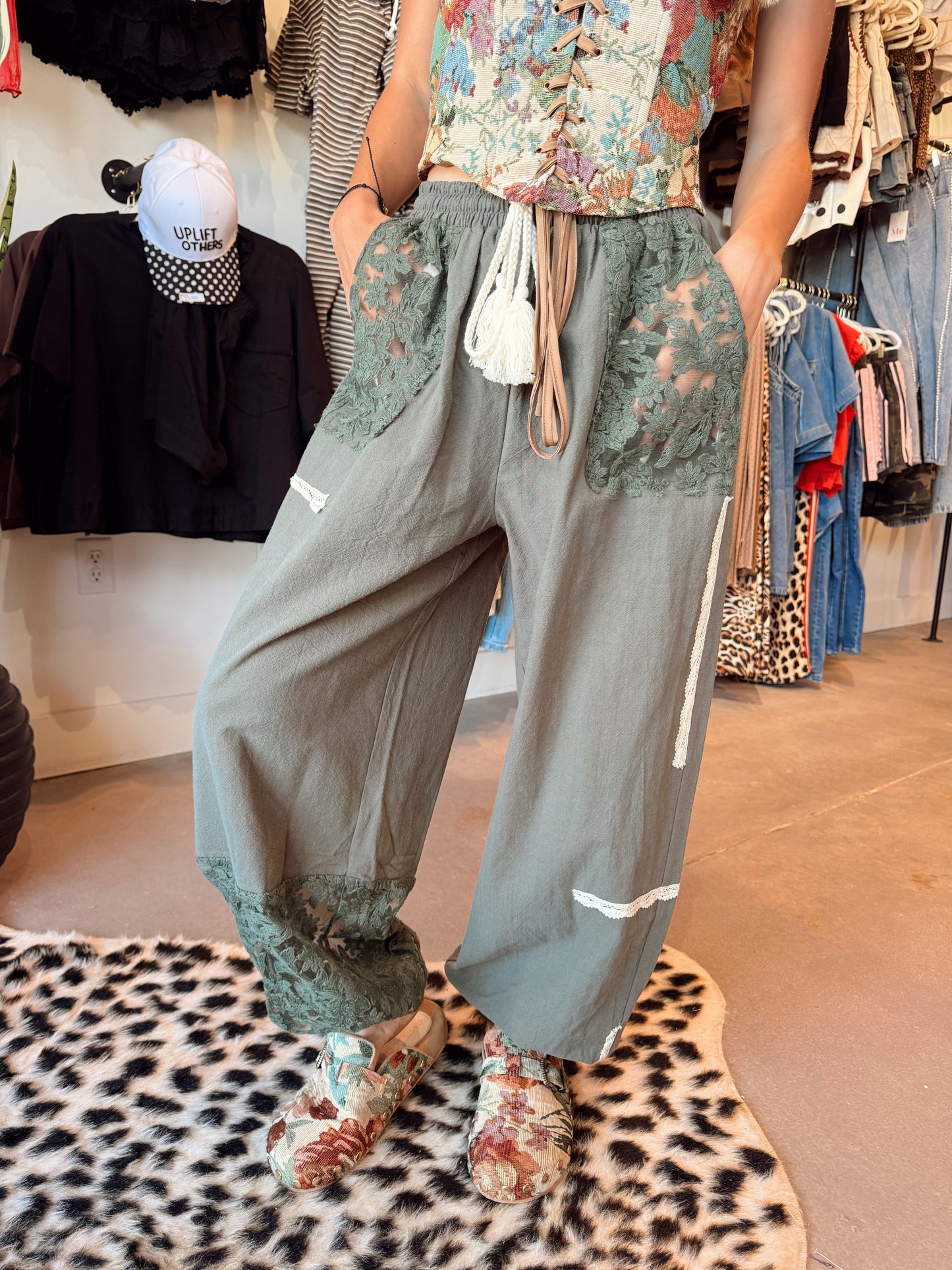 Olive Patchwork Pants