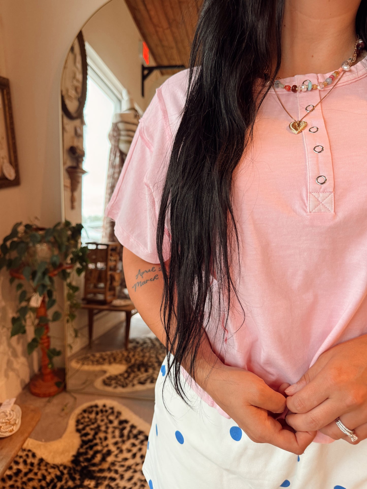 Pink Button Top