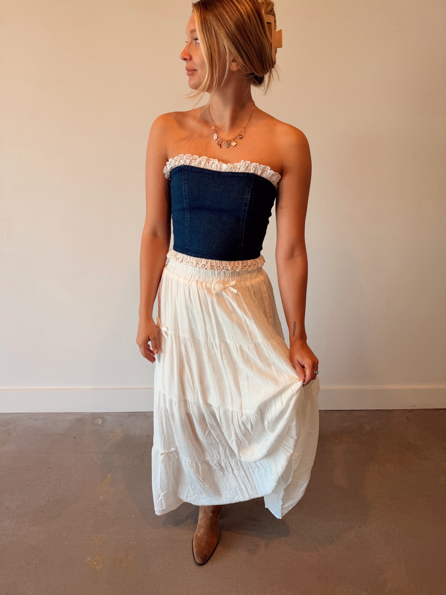 Eyelet Denim Corset