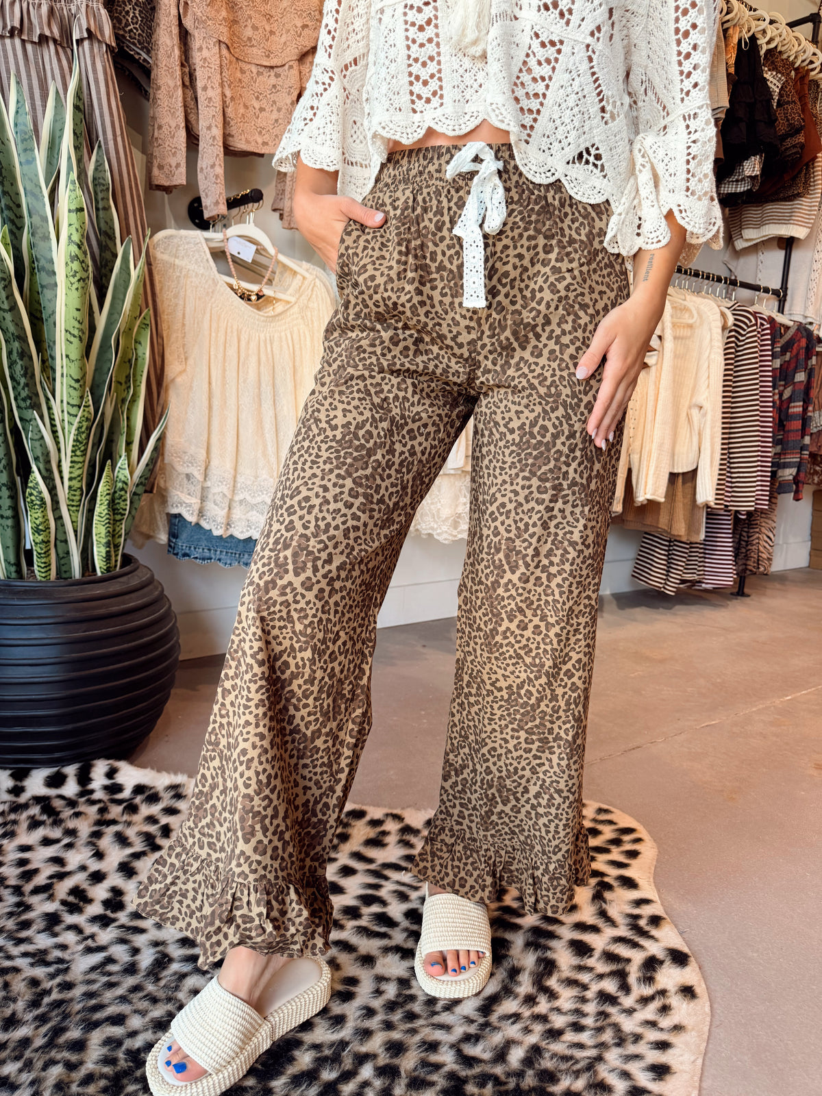 Leopard Ruffle Pant