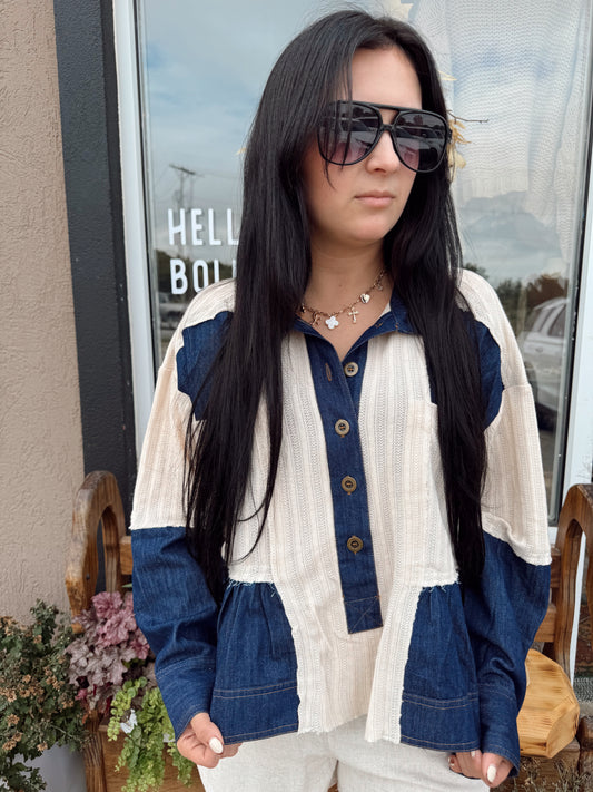 Kenna Denim Mix Blouse