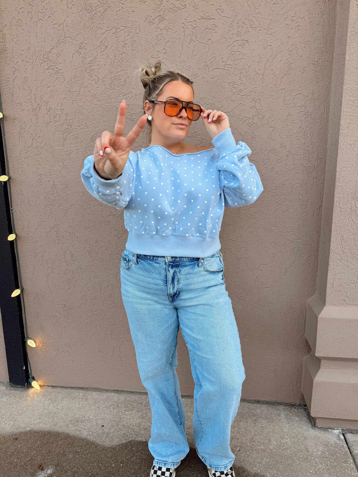 Periwinkle Polka Dot Top