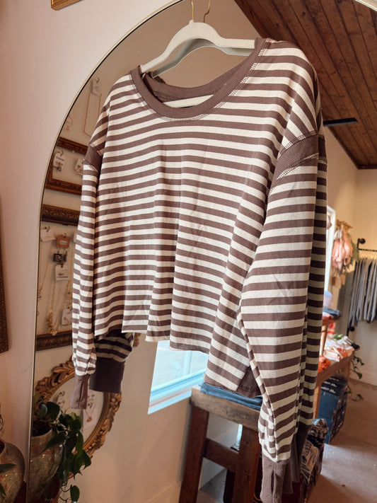 Mocha Stripe Open Back Top