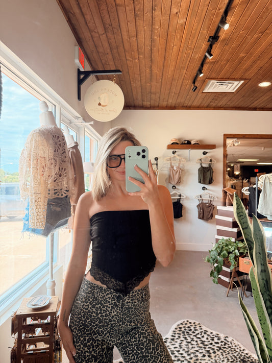 Lace Tube Top Black
