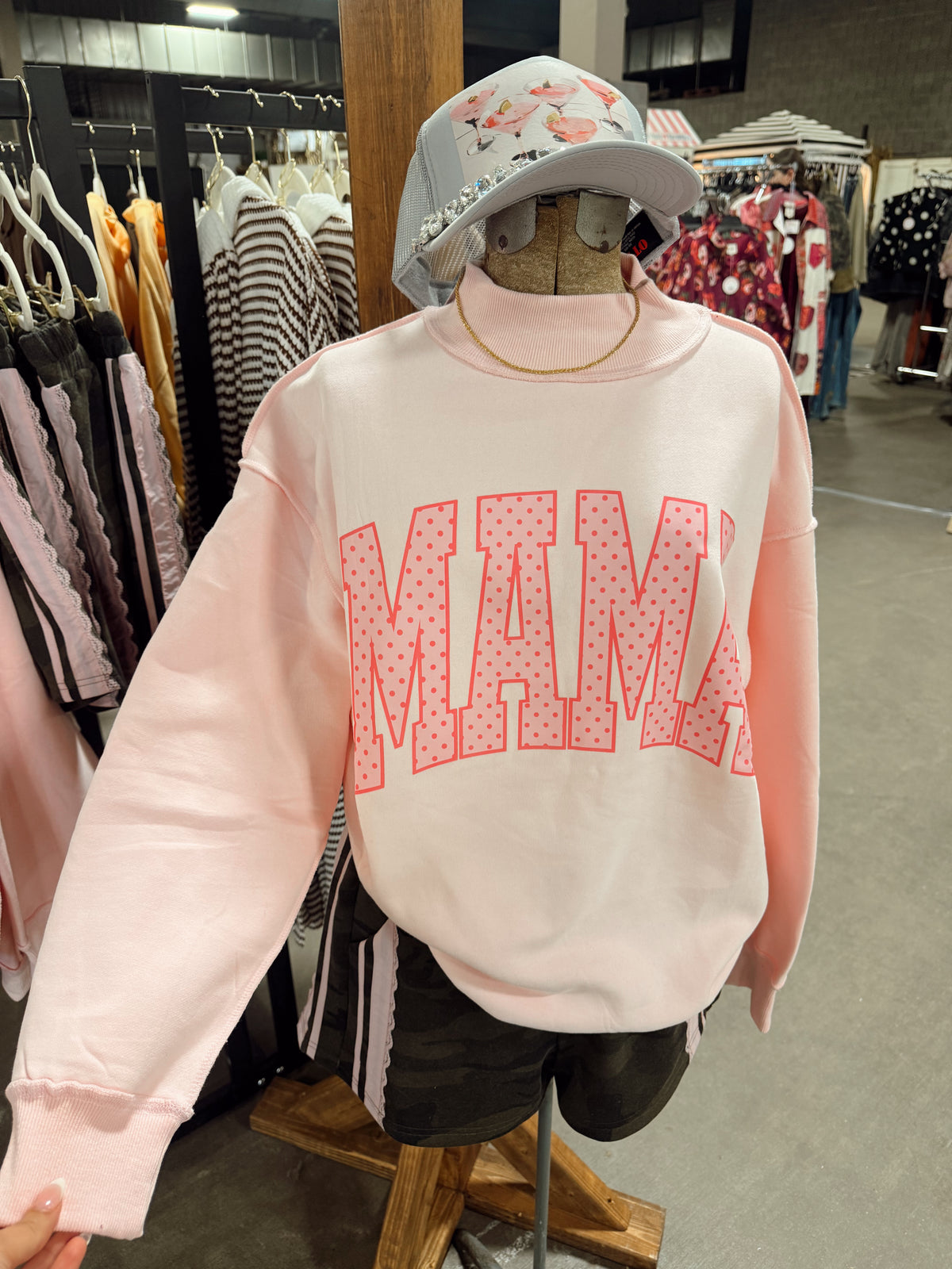 Mama Polka Dot Mock Neck
