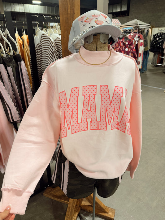 Mama Polka Dot Mock Neck