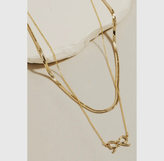 Gold Bow Necklace