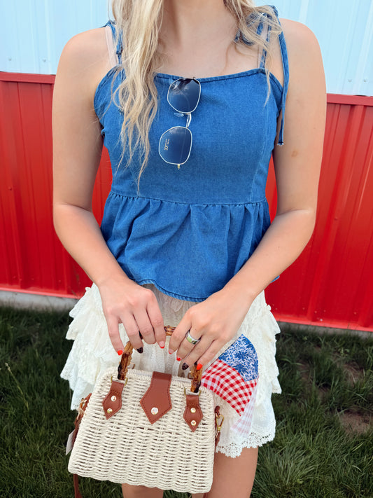 Denim Peplum Tank