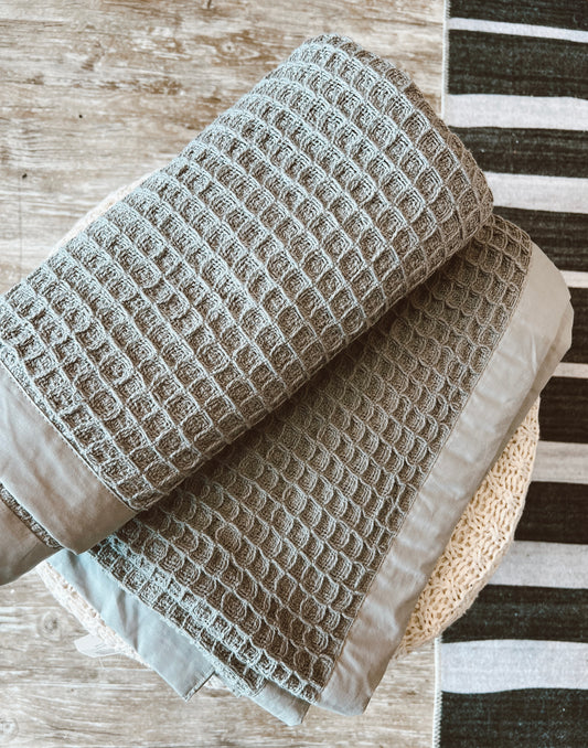 Grey Waffle Throw Blanket