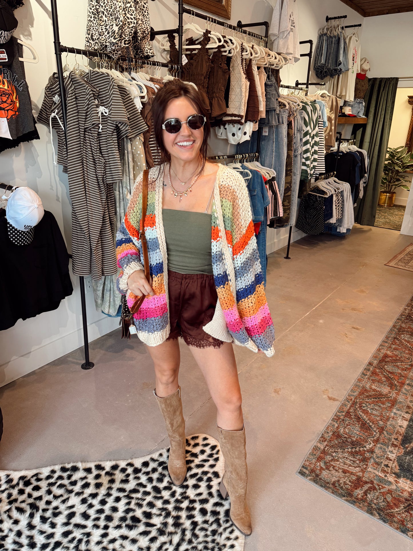 Colorful Chunky Knit Cardigan
