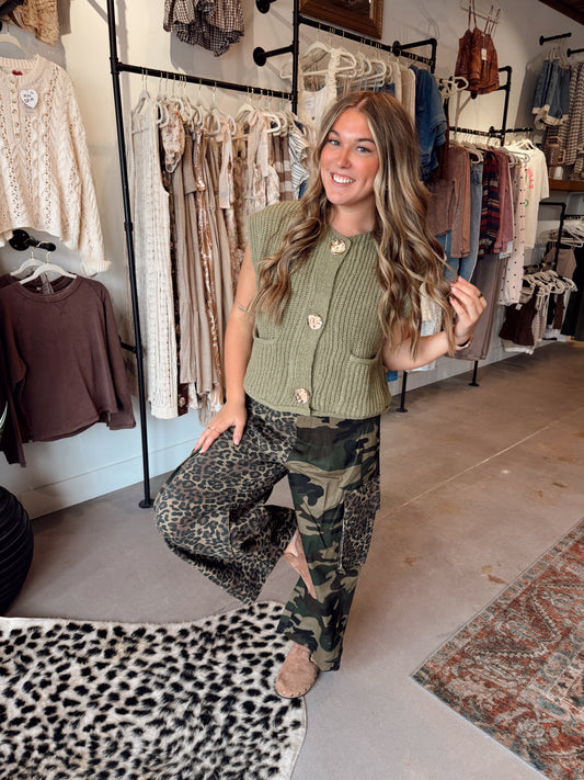 Camo x Leopard Cargo Pants