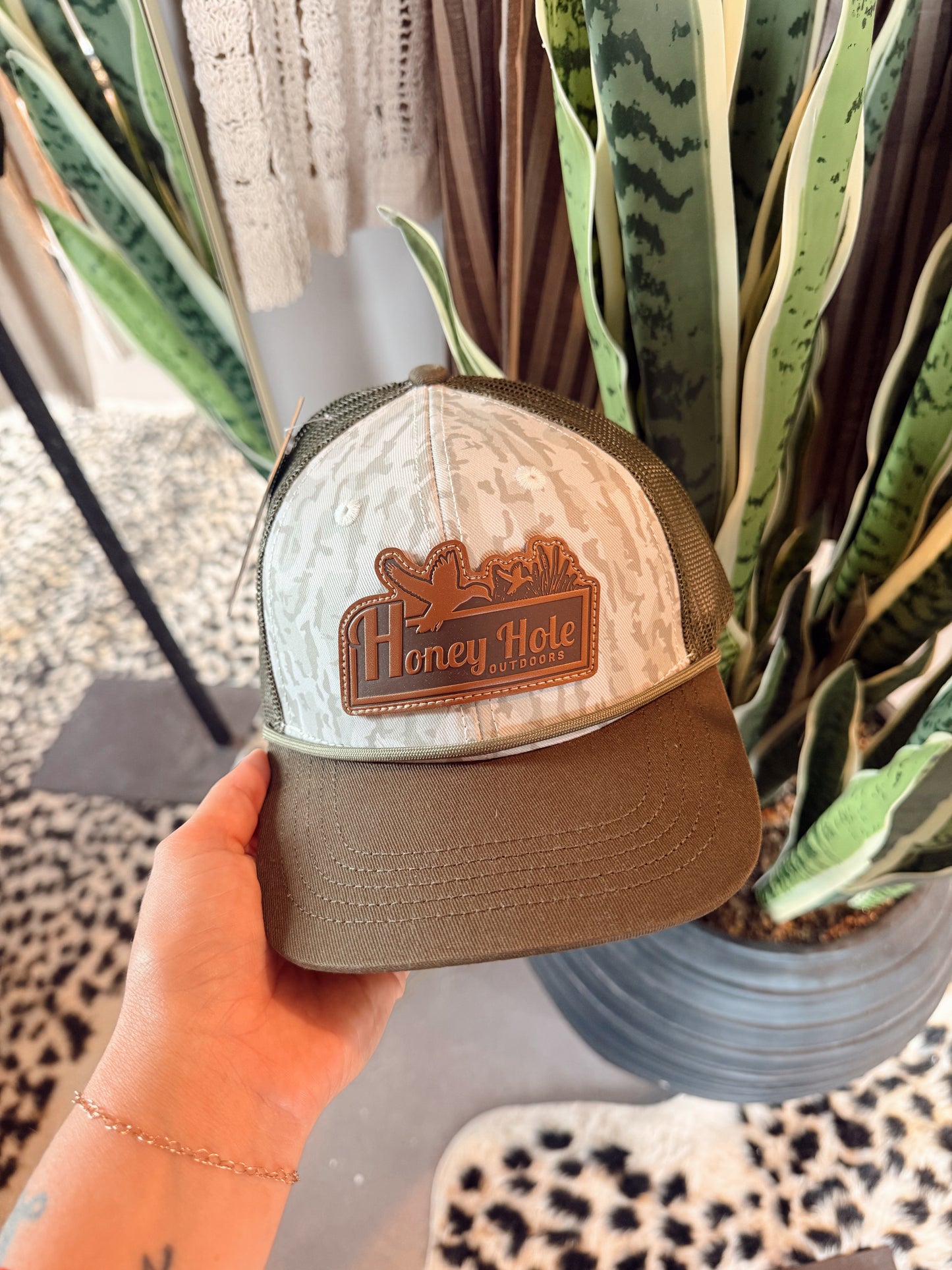 Youth Leather Patch Honey Hole Hat