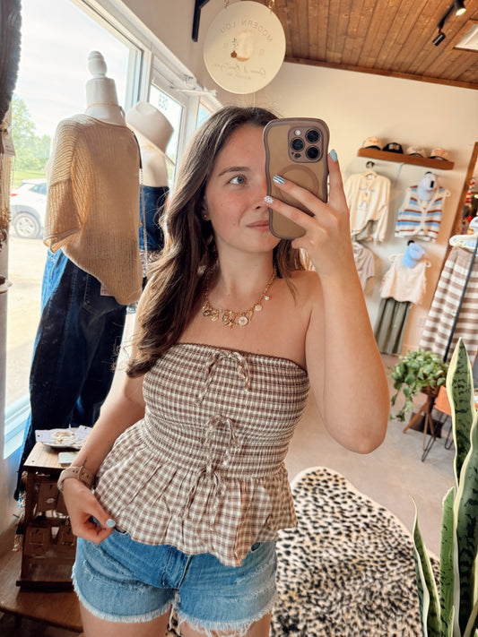 Smocked Sweatheart top