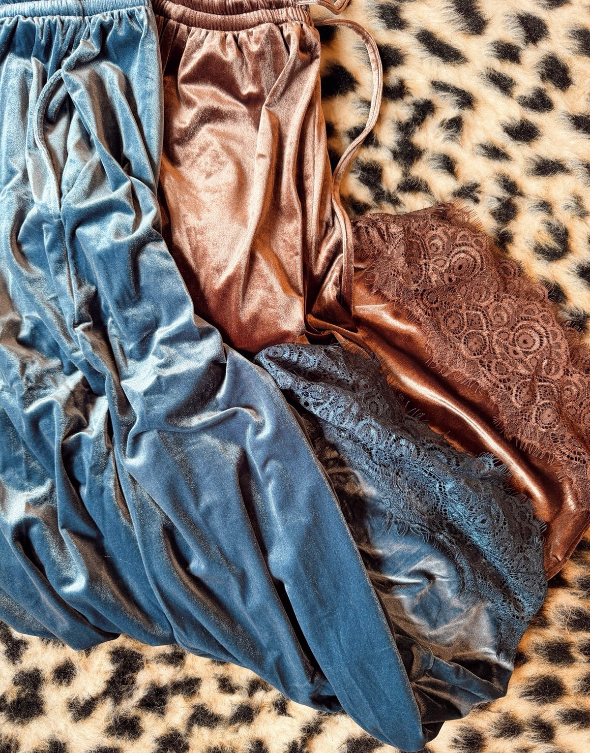 Velvet Lace Pants- Slate Blue