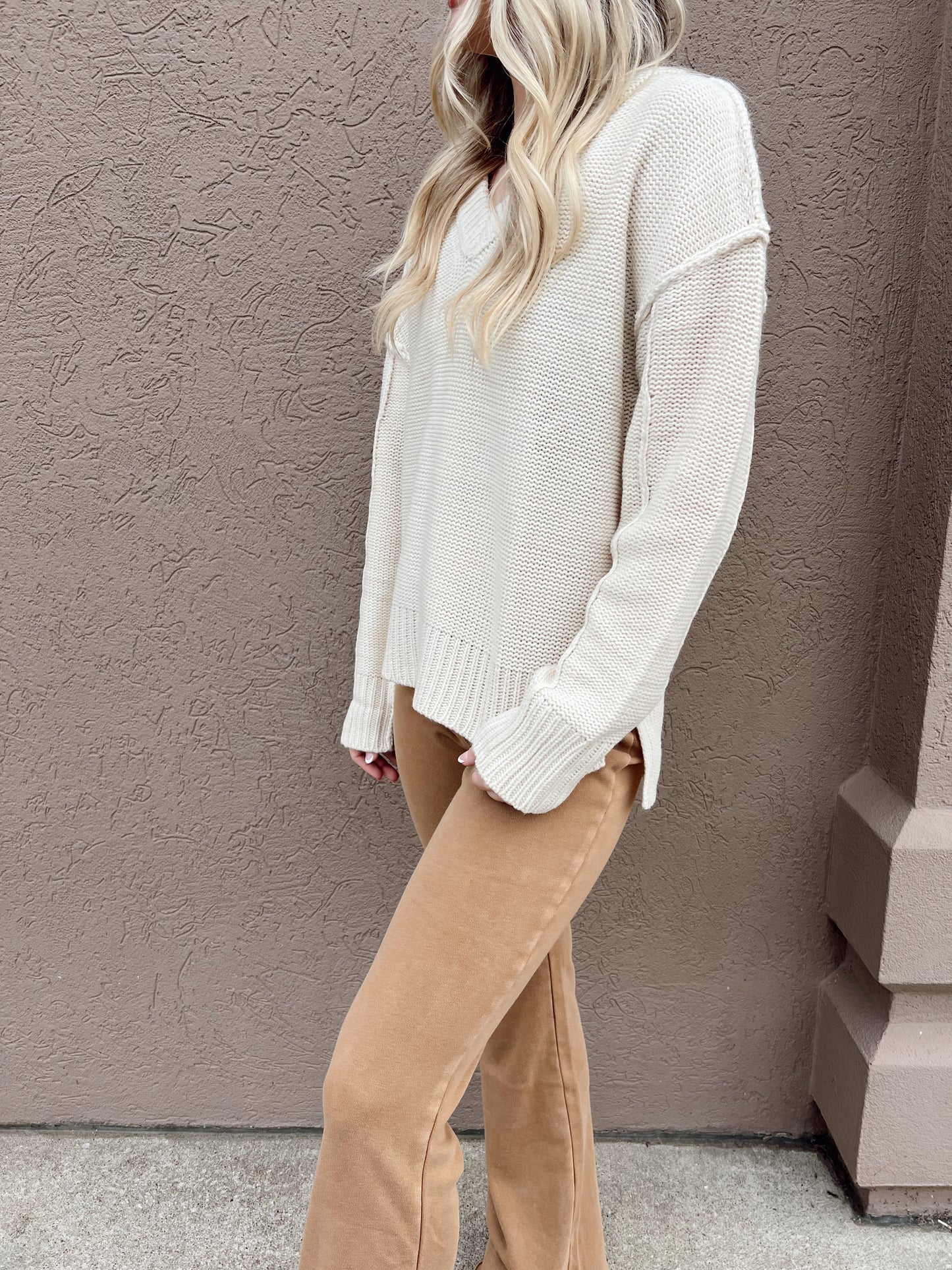 Cream Textured Sweater