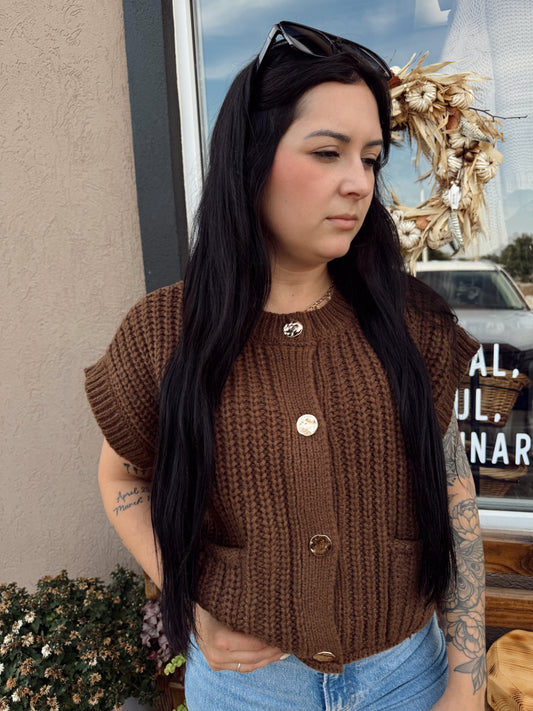 Finley Button Sweater (Mocha)