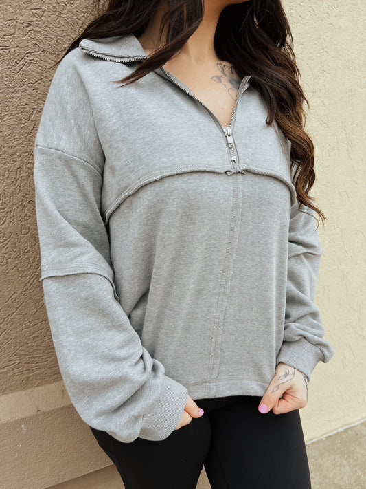 Grey Textured Quarter Zip