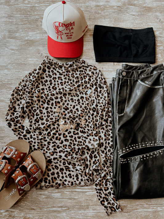 Leopard Mesh Top