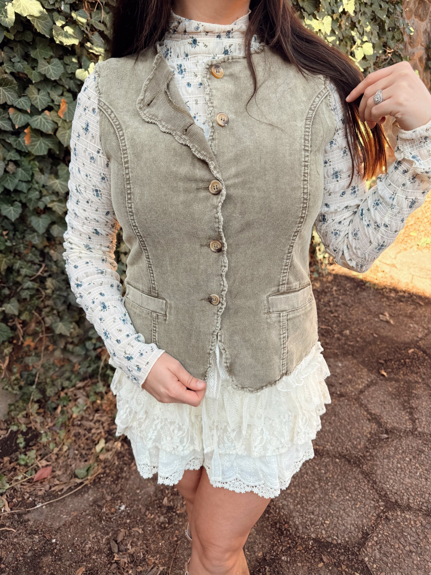 Olive Corduroy Vest