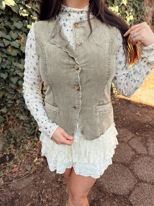 Olive Corduroy Vest
