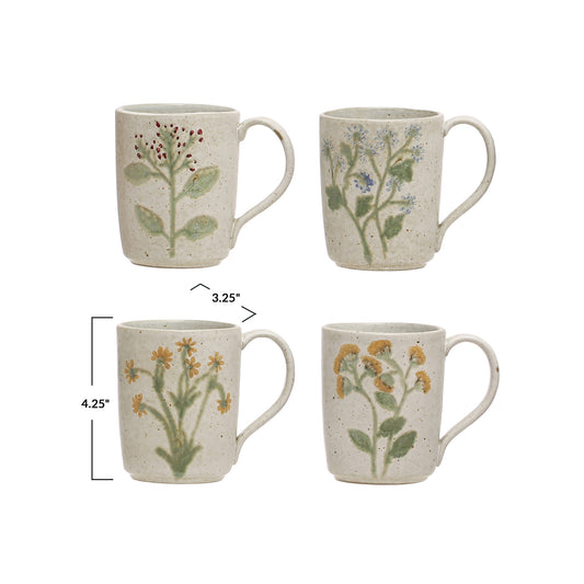 Hand-Painted Botanical Coffee Mugs