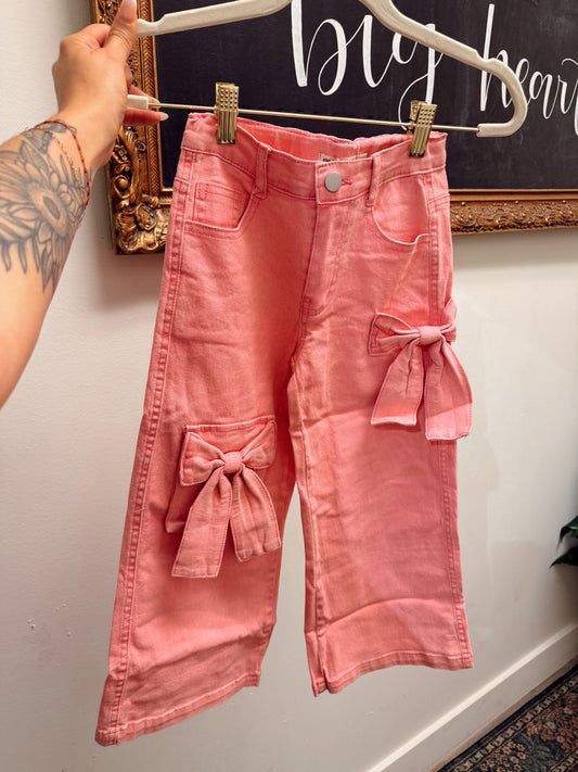 Pink Bow Girls Denim Pants