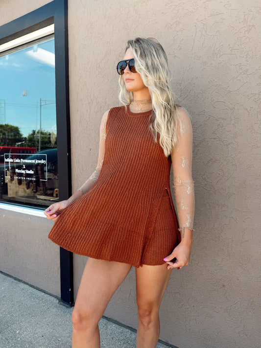 Bebe Knit Slit Set (Rust)