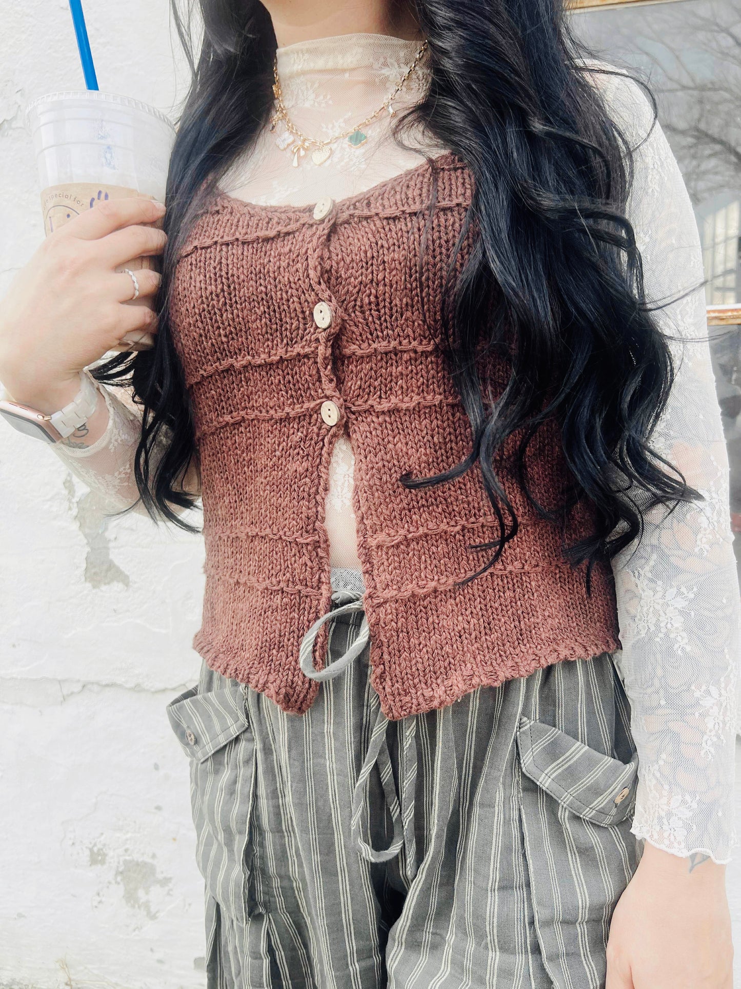 Mocha Button Tank