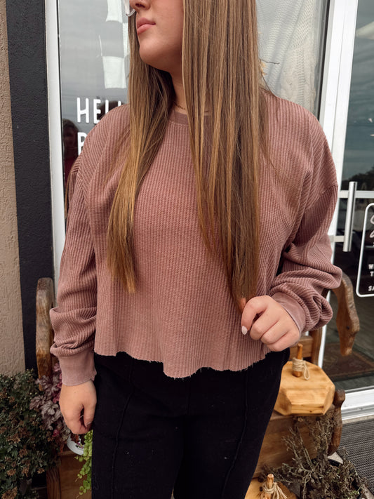 Riley Chestnut Waffle Top
