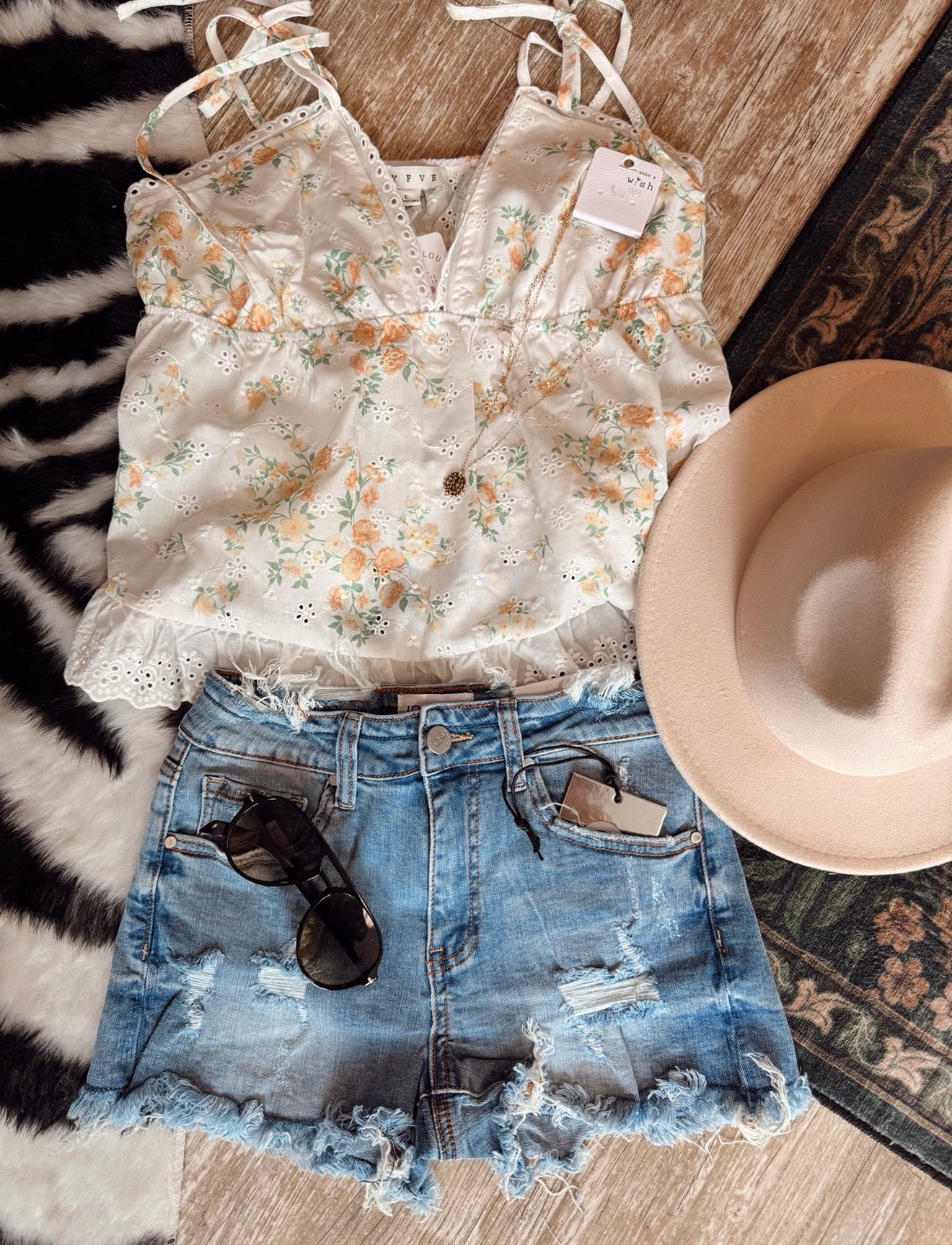Medium Wash Mid Rise Shorts