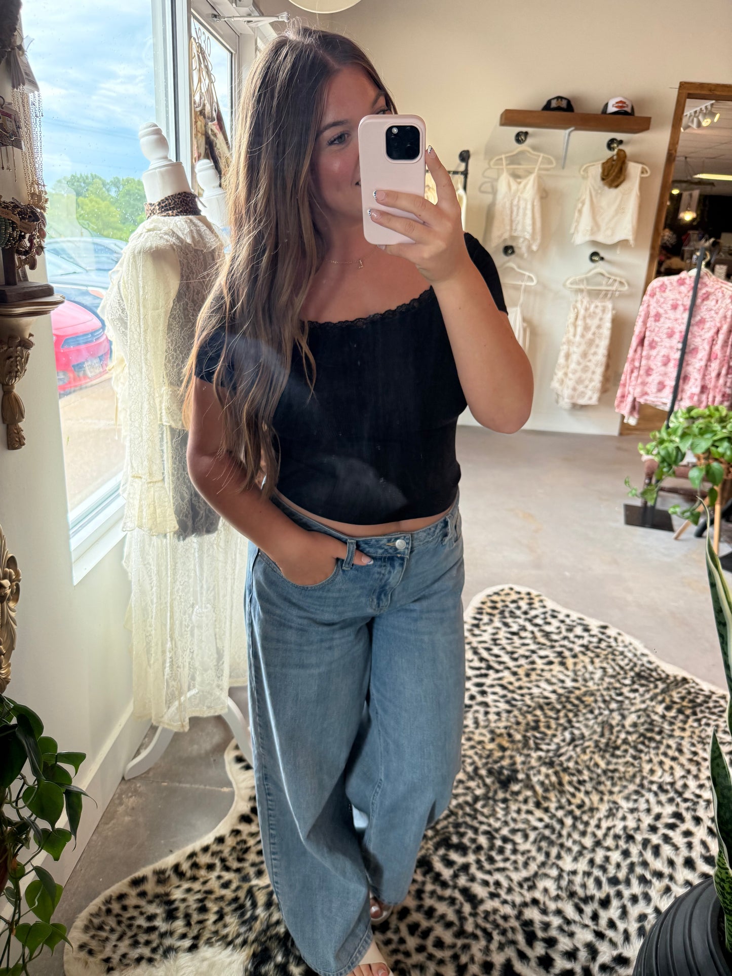 Olivia Boat Neck Lace Top