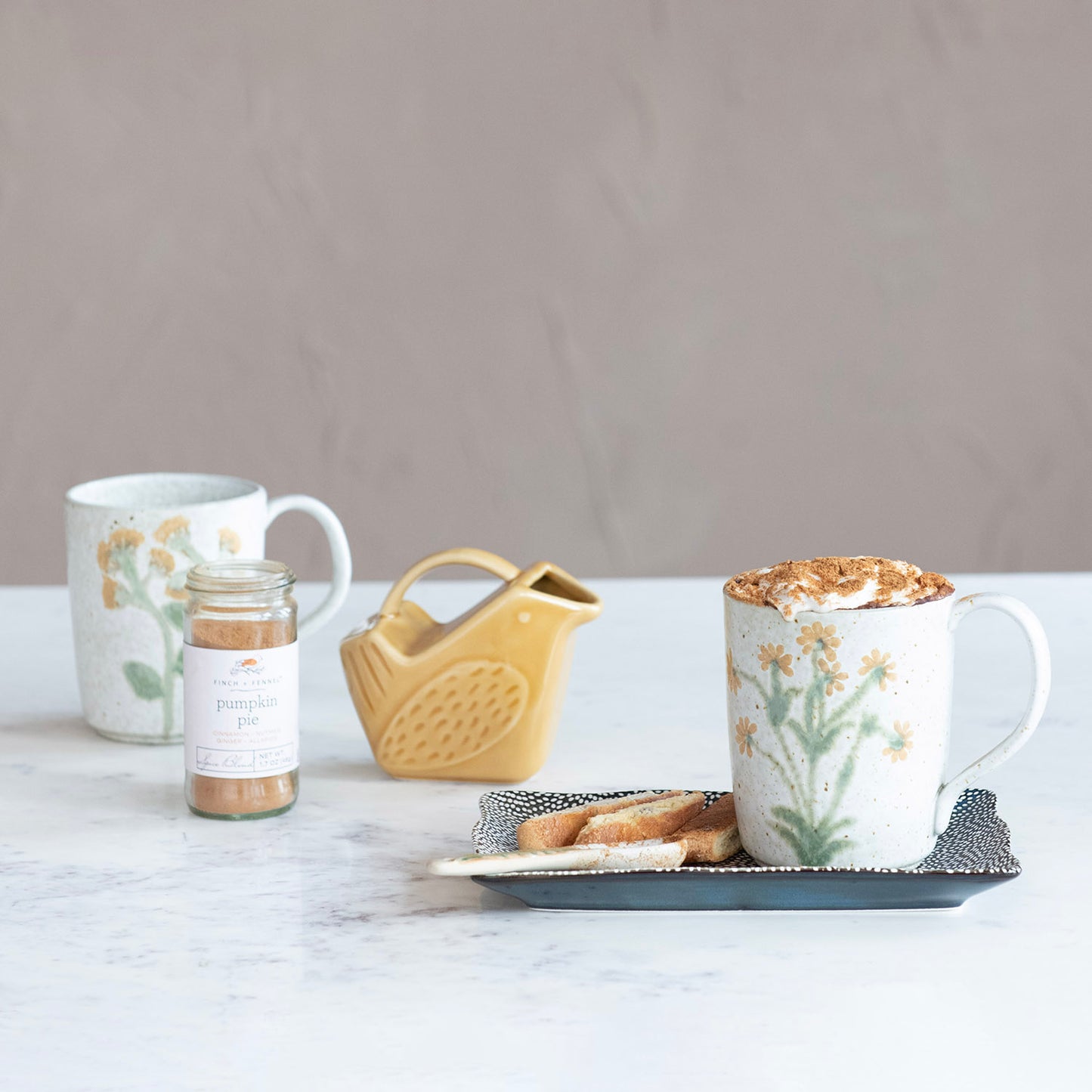 Hand-Painted Botanical Coffee Mugs