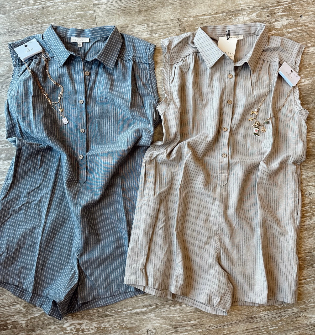Pin Stripe Romper (Beige)