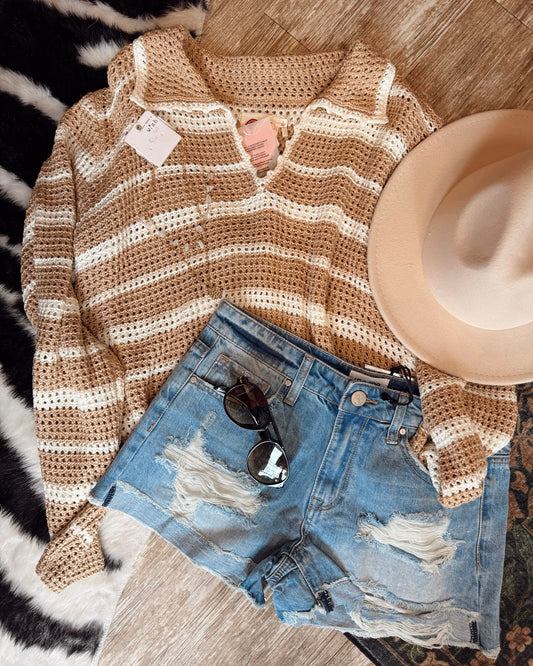 Medium Wash Mid Rise Shorts