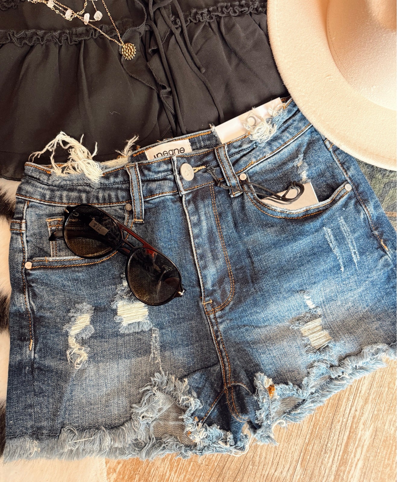 Dark Mid Rise Shorts