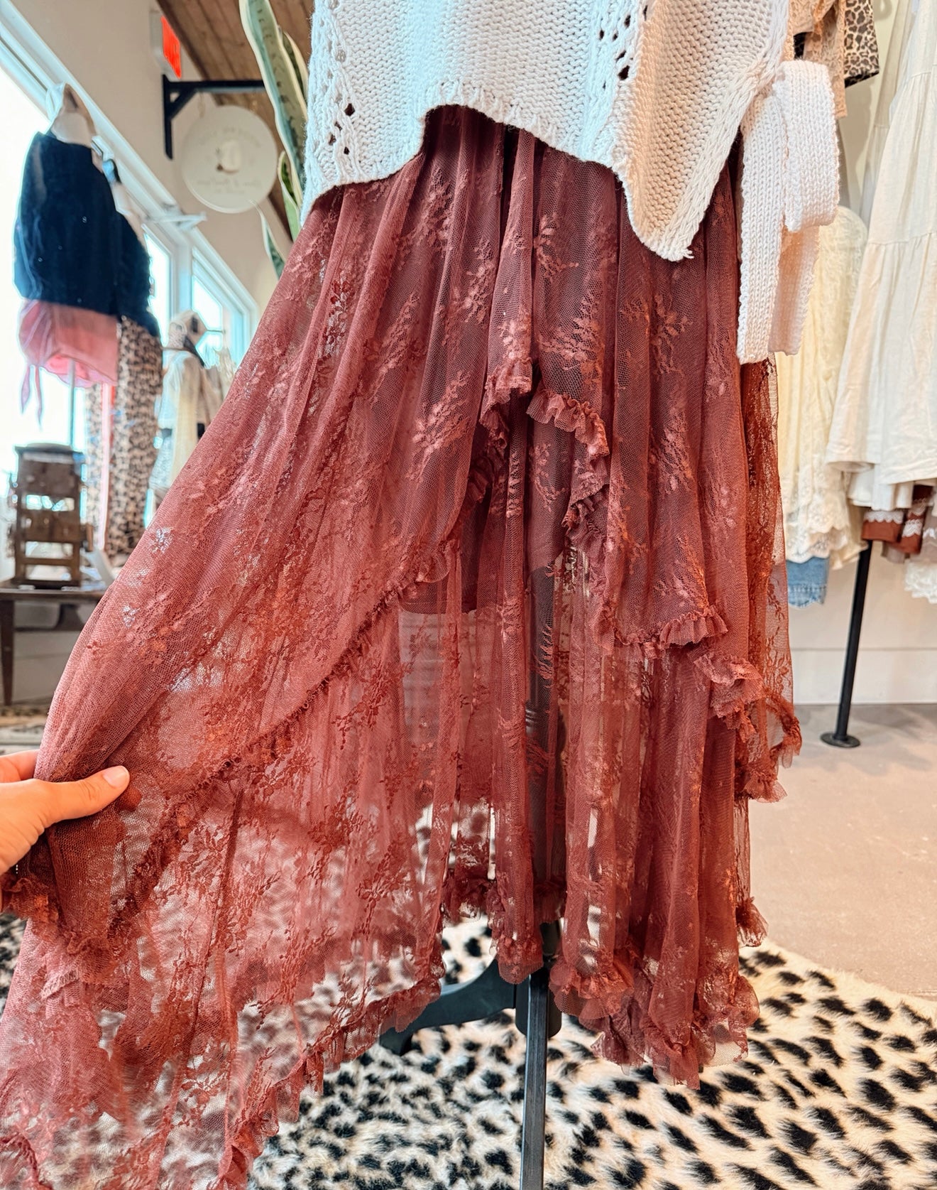 Berkly Burgundy Lace Skirt