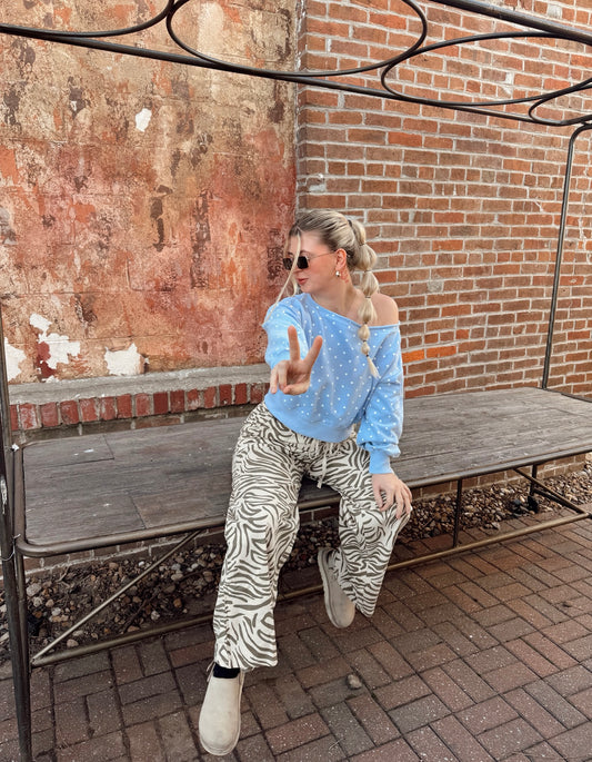 Periwinkle Polka Dot Top