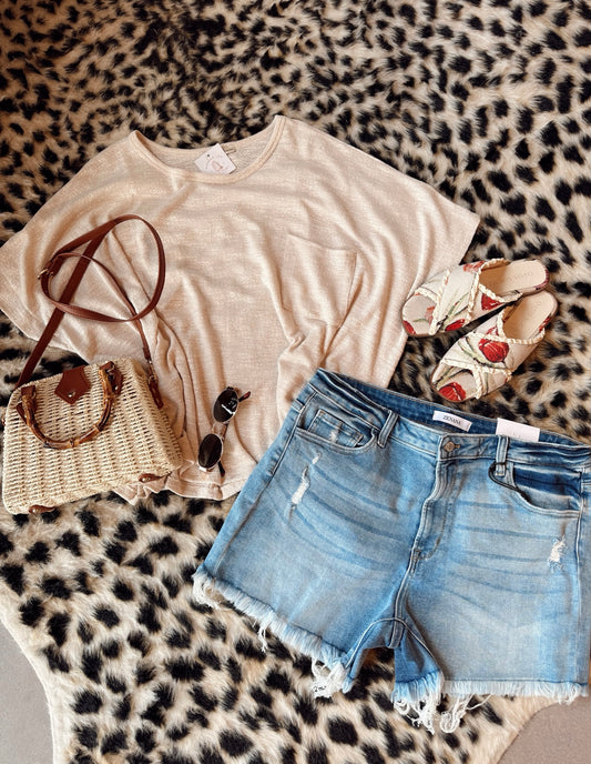 Plus Light Denim Shorts