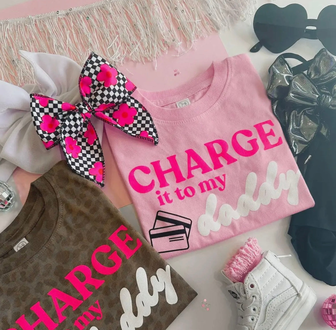 Pink Charge It To My Daddy Tee