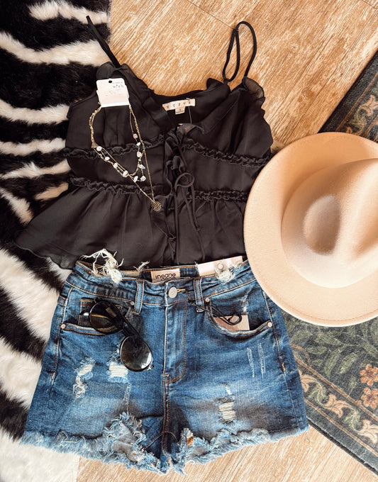 Dark Mid Rise Shorts