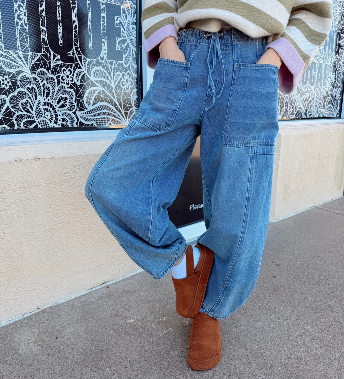 Drawstring Barrel Denim