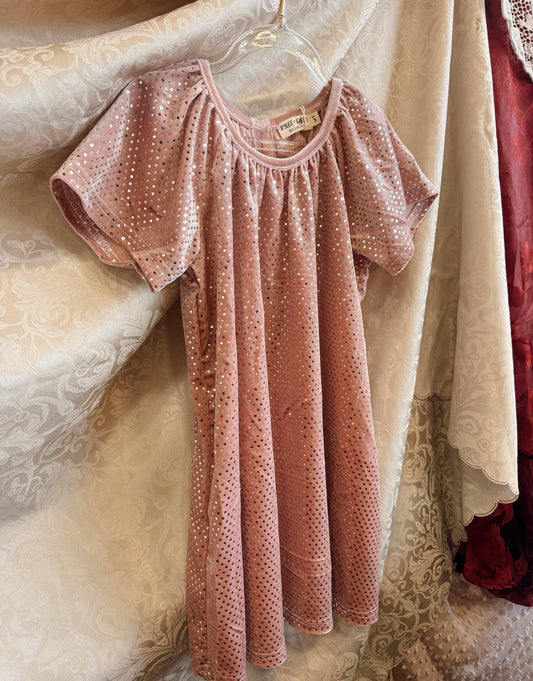 Pink Velvet Sparkle Holiday Dress