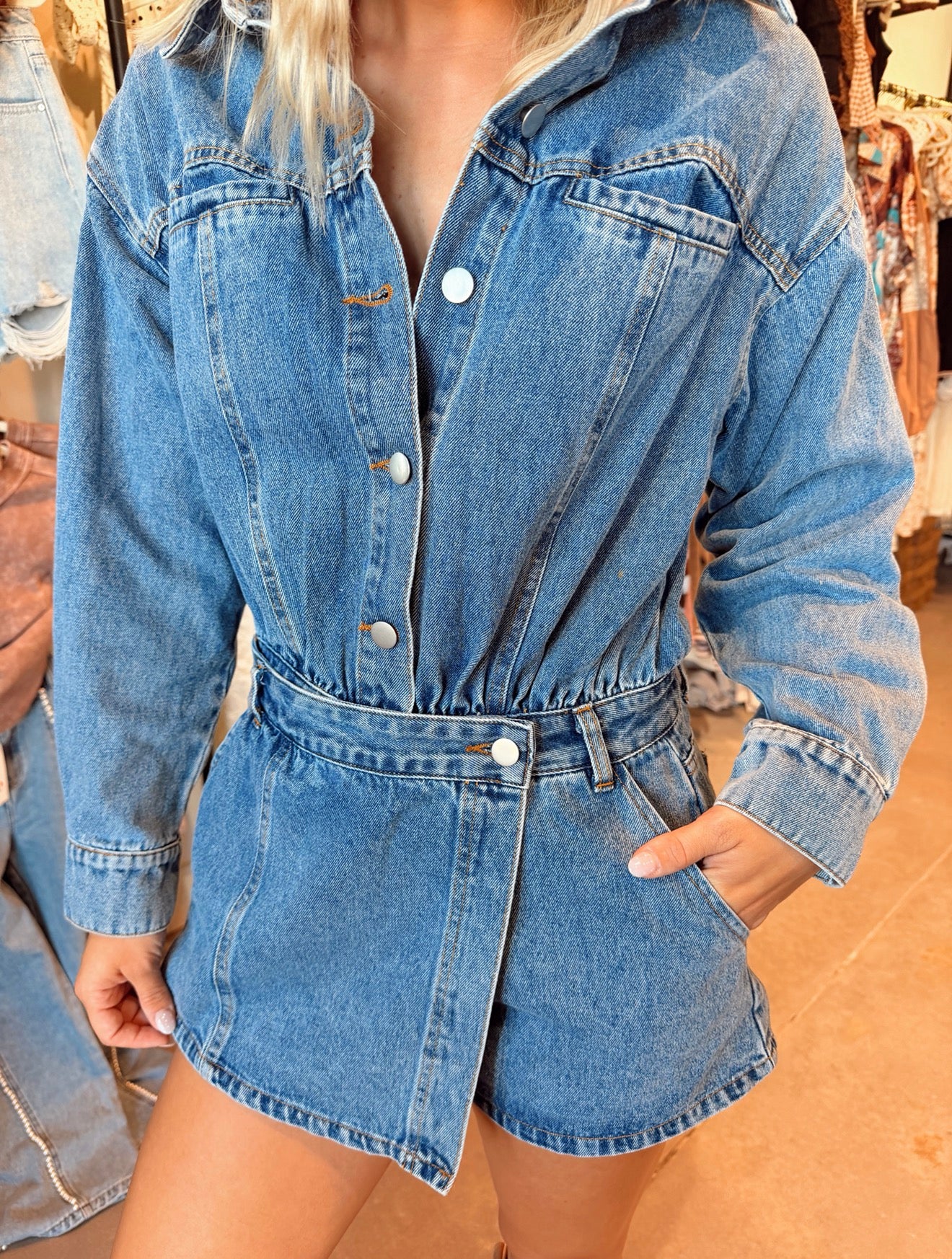 The Ella Denim Romper