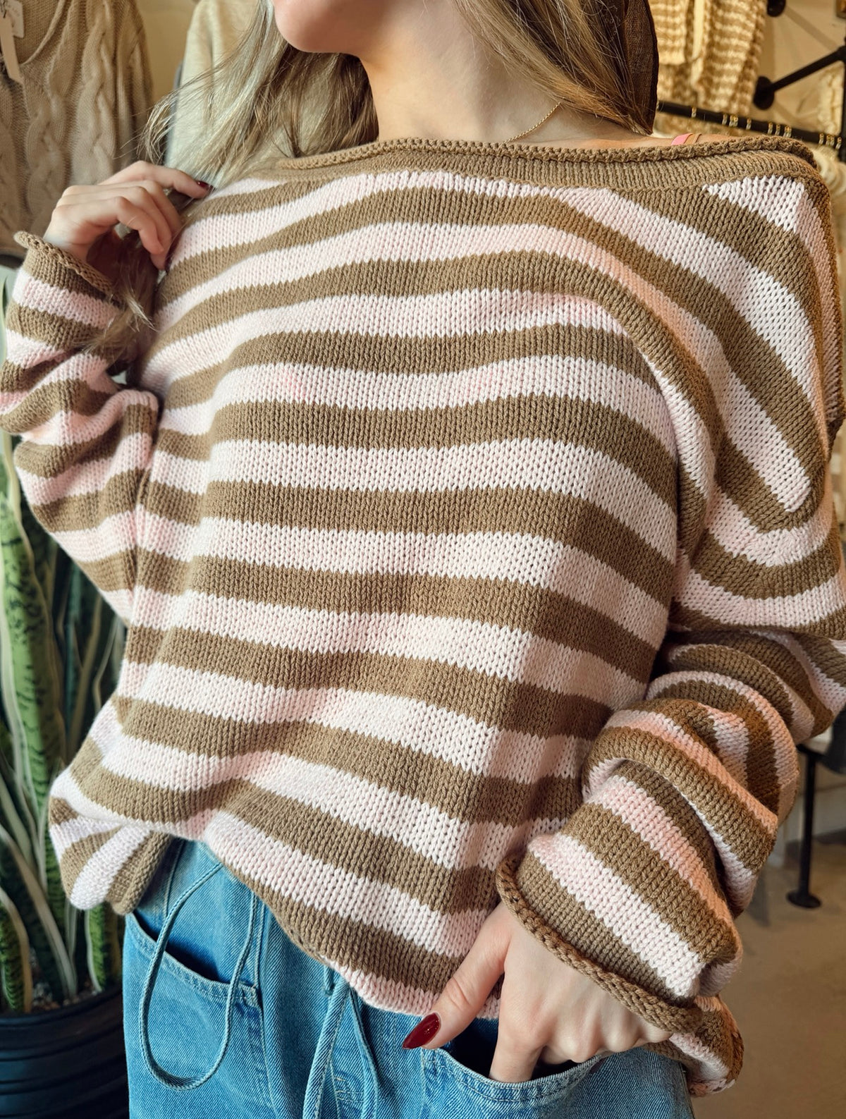 The Marli Mocha/Pink Sweater