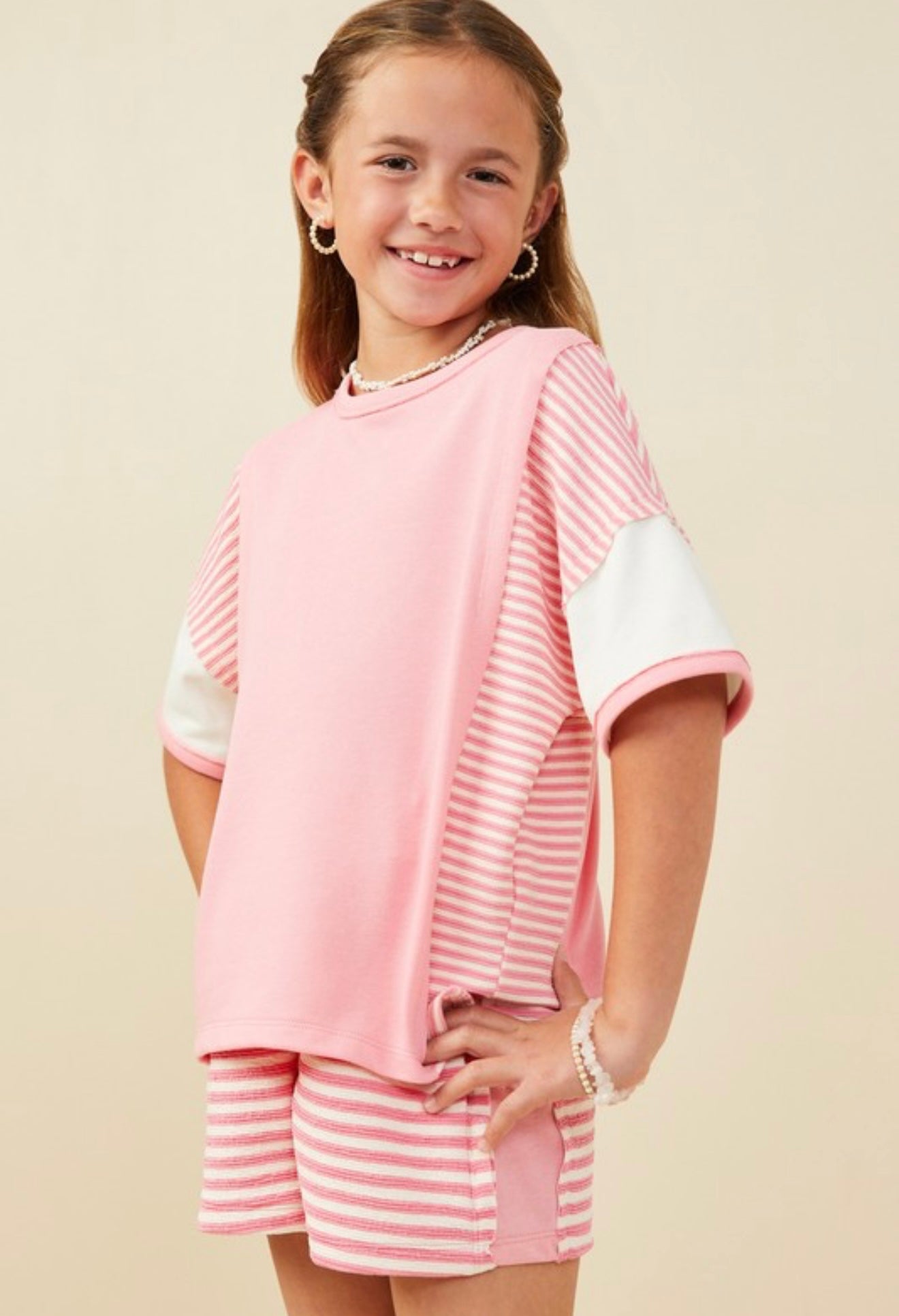 Aurora Youth Stripe Shorts (Pink)
